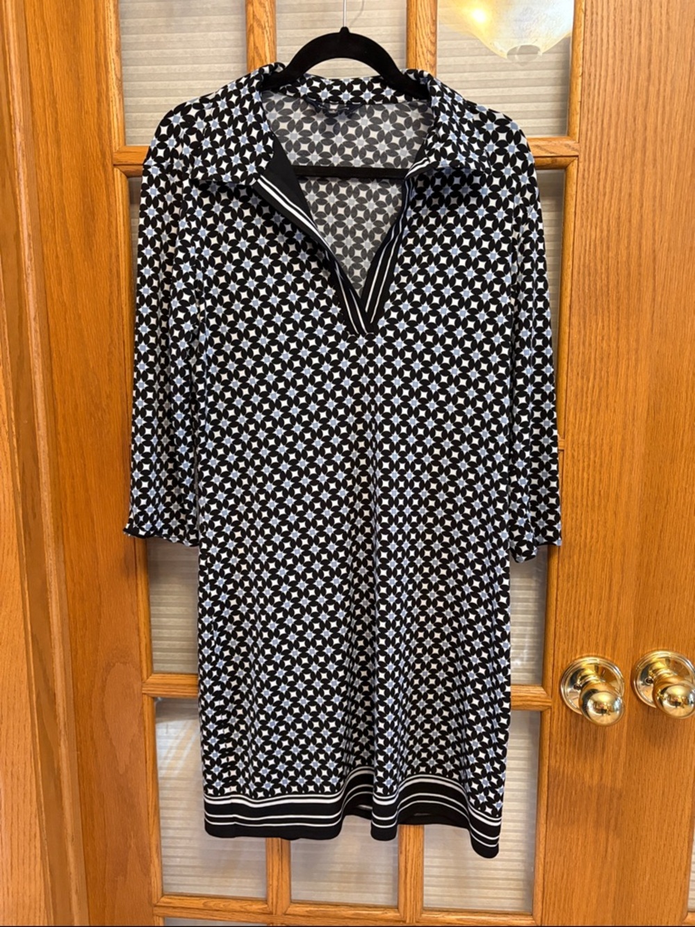 EUC Max Edition Geometric Print Dress 3/4 Sleeves
